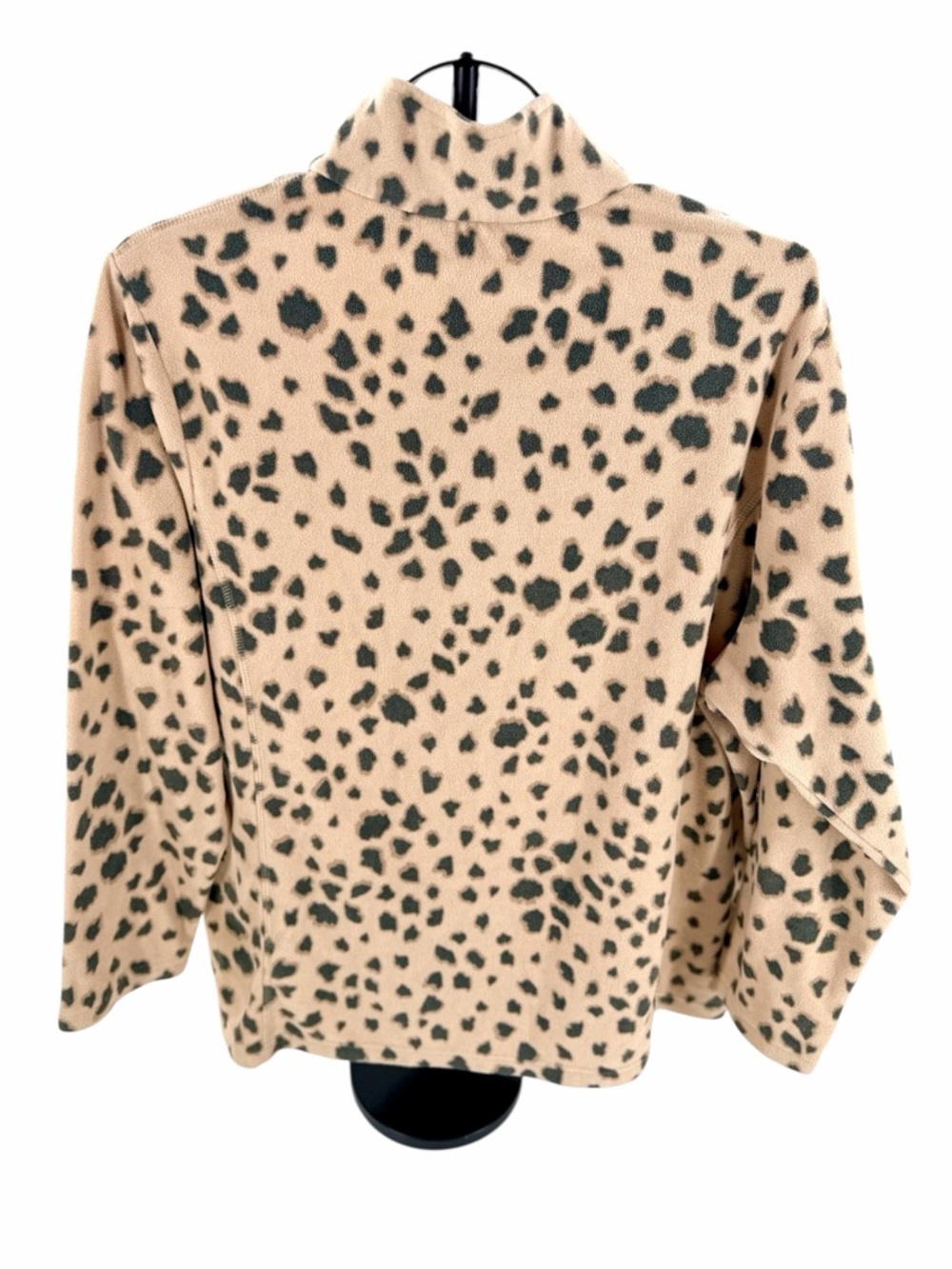 Lands End Leopard Print Fleece Pullover 1X Quarter Zip Cozy Plus Size - Picture 2 of 7